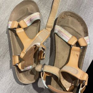 Tan and Pastel Striped Sandals